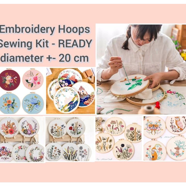 SALE DIY EMBROIDERY HOOP KIT sulaman kristik jahit bordir with hoop - MIX