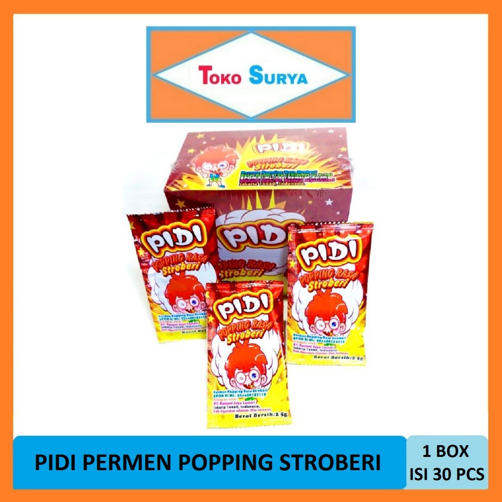 

Pidi Popping Candy Permen Popping Rasa Stroberi 30 Pcs x 2.5 Gr