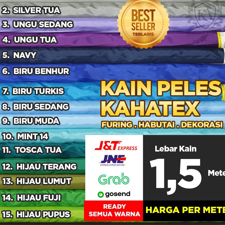Kode TIS770 Kain Peles Kahatex Meteran ( 100cm ) / Kain Polos Hitam Meteran Murah / Kain Abutai Habu
