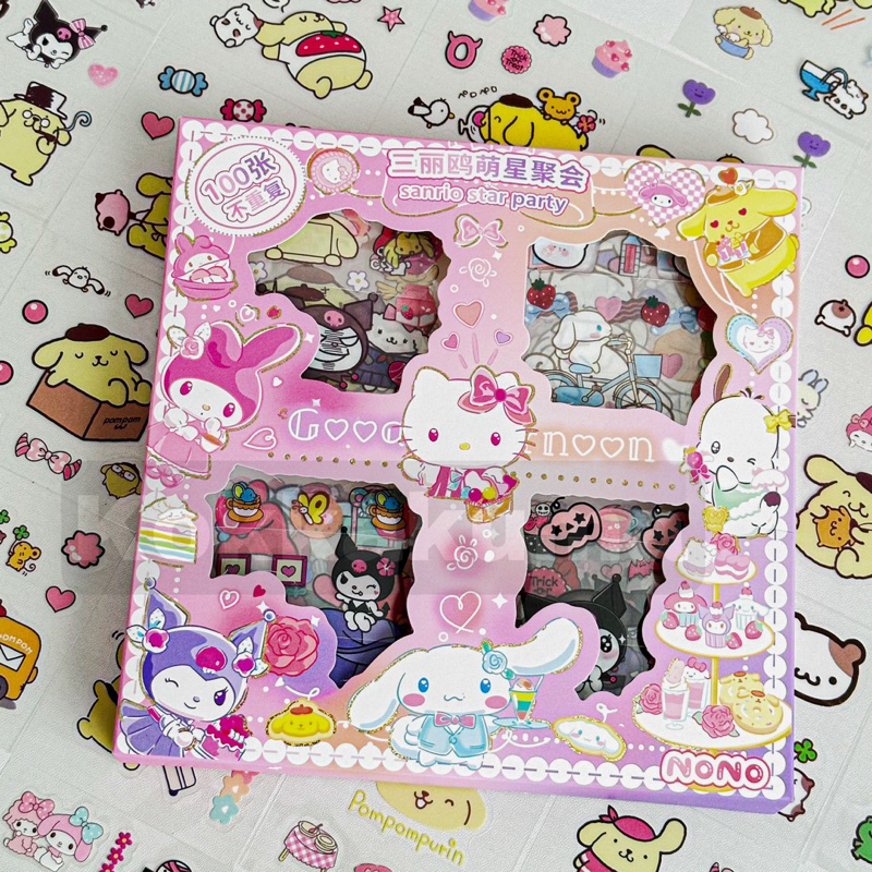 

( KKM ) NONO STAR Party Sticker Box 2D Dekorasi Anak Cewek Perempuan Journal Aesthetic / Jurnal Binder Stiker Box 1 Set isi 100 Lembar Waterproof Anti Air