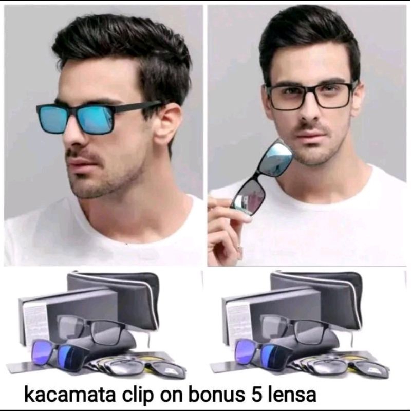 Kacamata Clip on 5 lensa laki - laki & Wanita bisa riques minus dan silinder