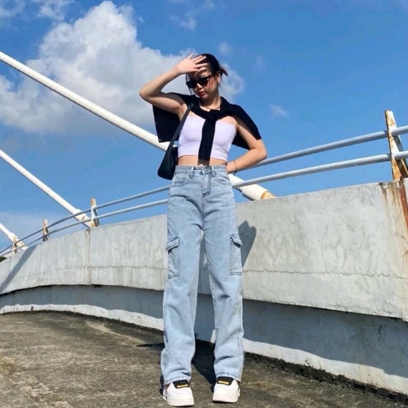 CARGO JEANS WANITA CELANA CARGO PREMIUM WANITA JEANS