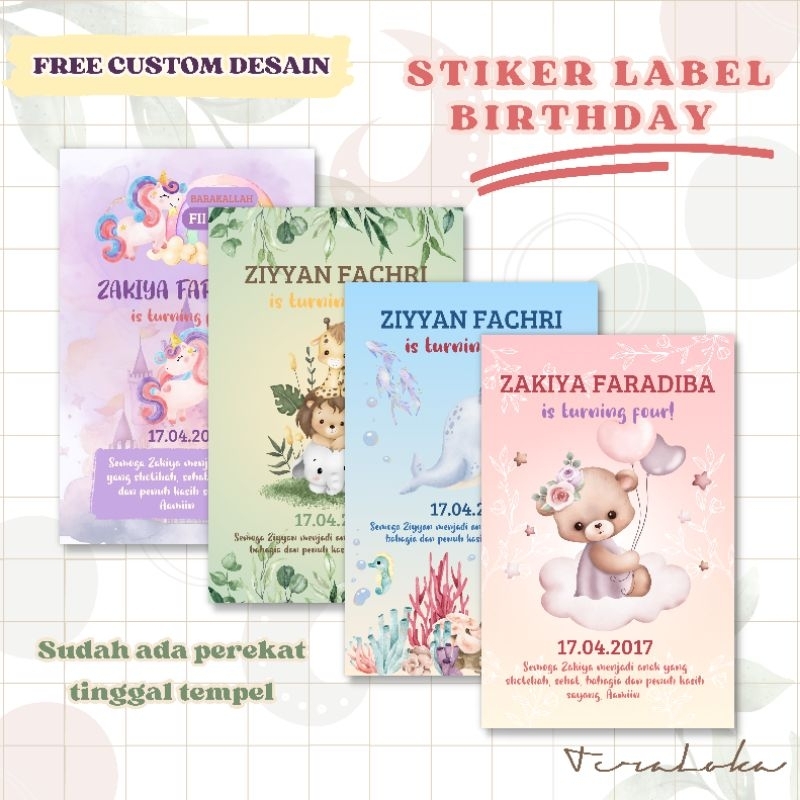 

SQUARE STIKER LABEL BIRTHDAY