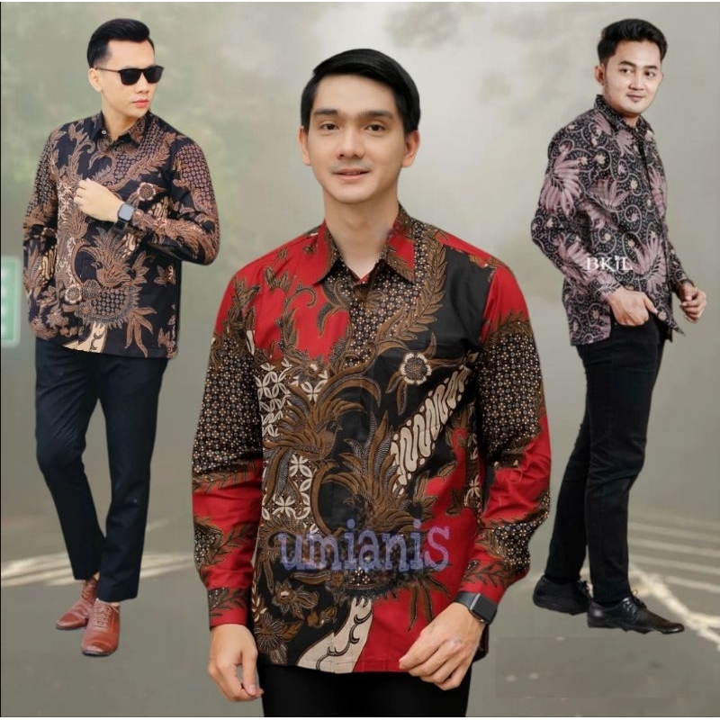 Mahesa Merah Marun Kemeja Batik PREMIUM Lengan Panjang Pria Dewasa