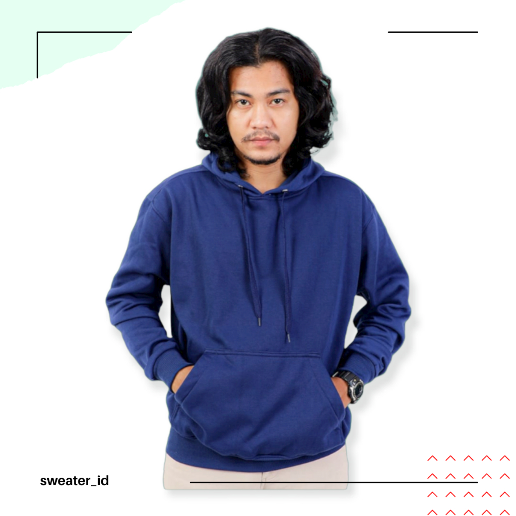SWEATER_ID Hoodie Jumper Polos Hitam Pria Wanita Couple Oversize Fleece Tebal Premium