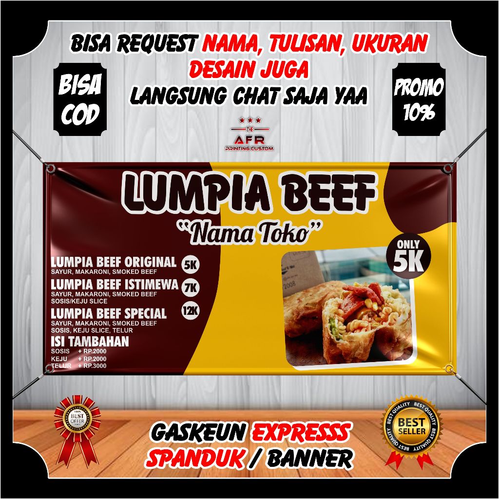 Spanduk Lumpia Beef Banner Jualan Lumpia Beef Backdrop Makanan Lumpia Beef