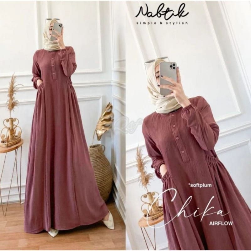 GAMIS JUMBO GAMIS CIKA BAHAN CRINKLE AIRFLOW PREMIUM GAMIS POLOS