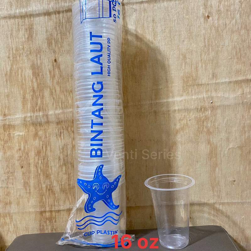 Gelas Plastik 16 oz Bintang Laut / Cup Plastik Murah Tebal
