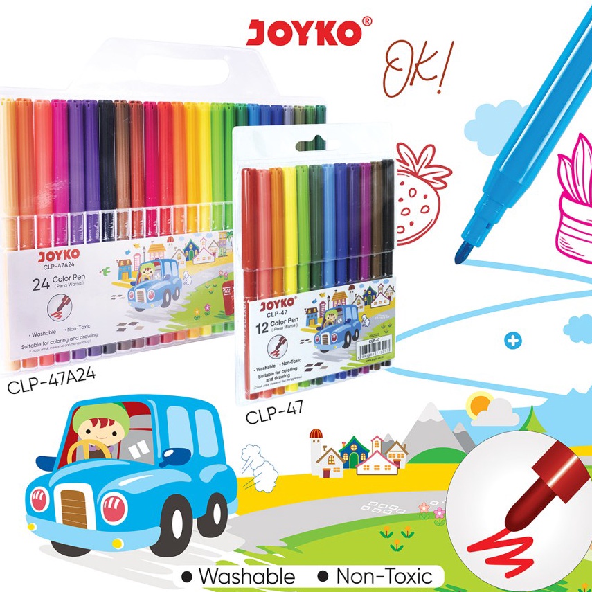 

[¶A3<] Pulpen Pena Warna Color Pen Joyko CLP-47 [266]