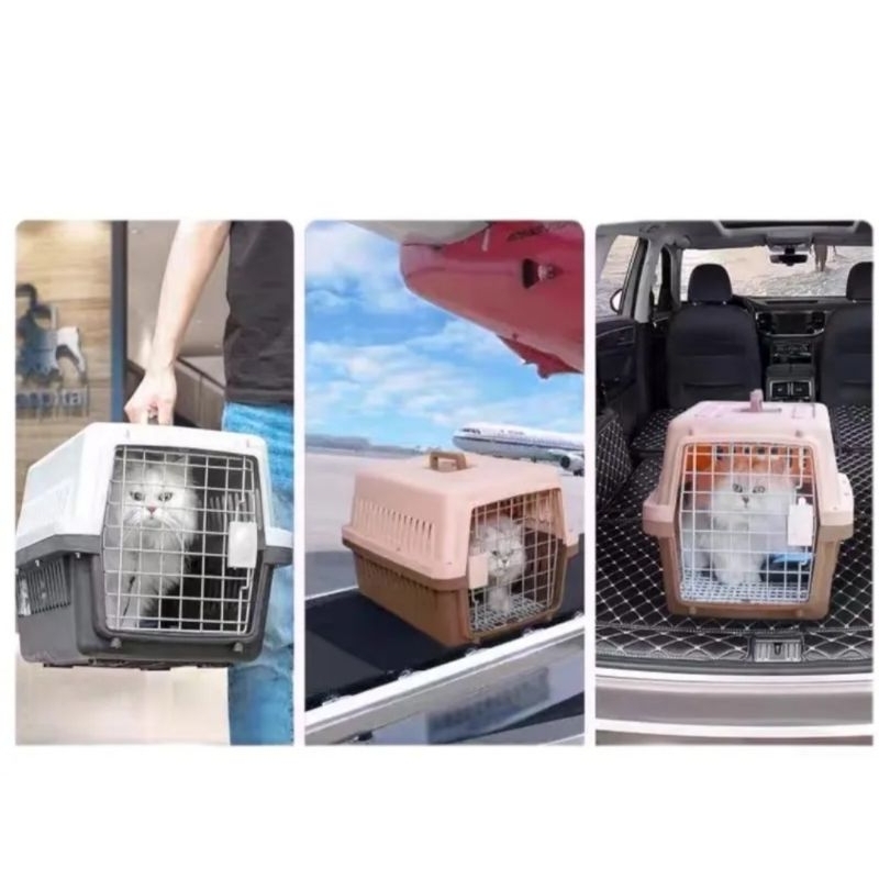 Kandang Travel Kucing & Anjing / Kandang Tenteng Pintu Besi Anti Karat Kuat & Kokoh  Kandang Cargo P