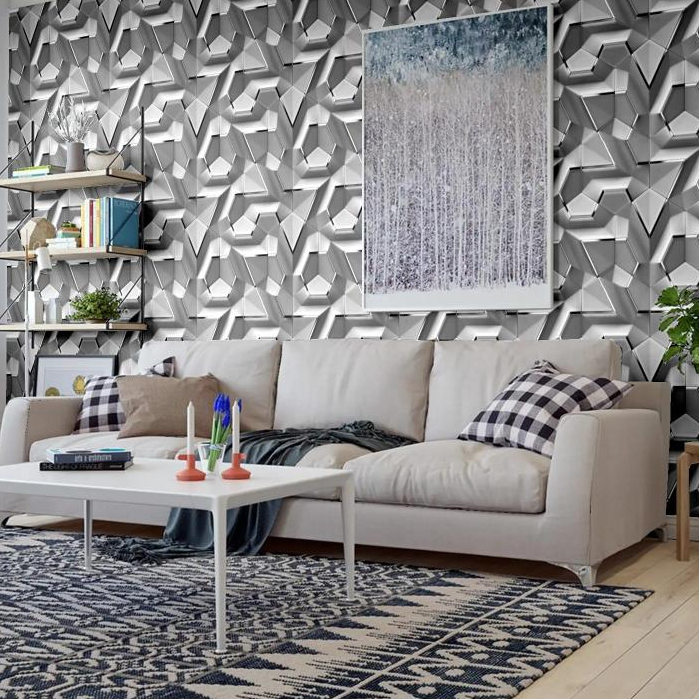 Wallpaper Dinding Ruang Tamu Motif Geometris Diamond 3D Ruang Tamu Kamar Tidur