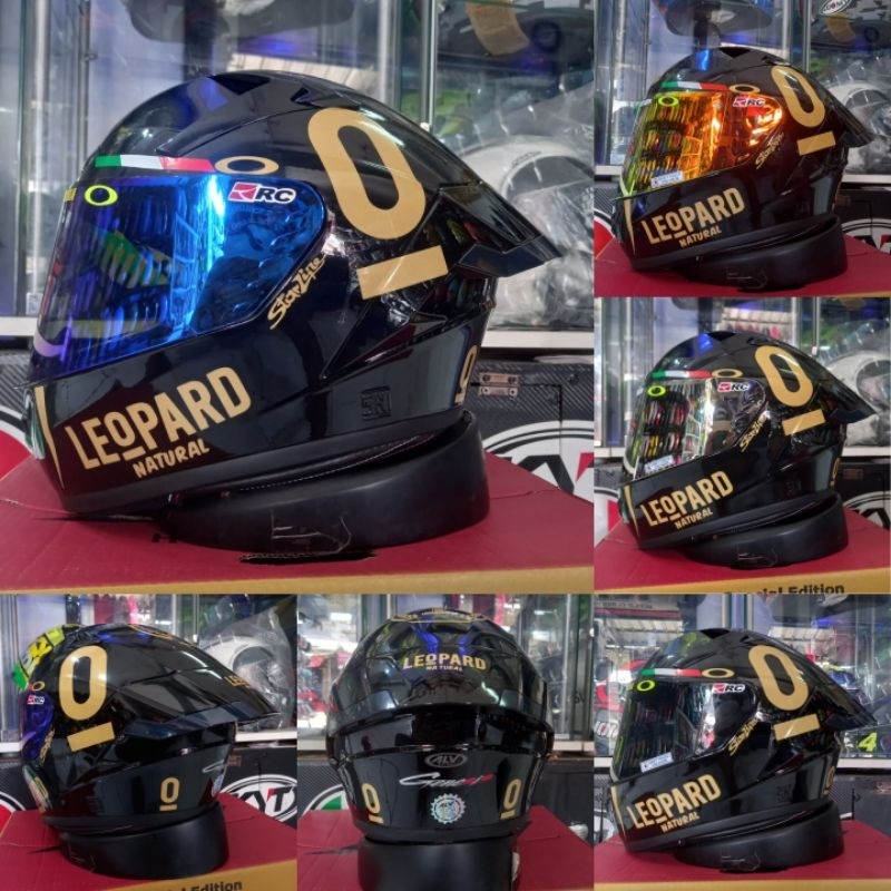 HELM FULL FACE ALV GENESIS BLACK GLOSSY PAKET GANTENG LEOPARD