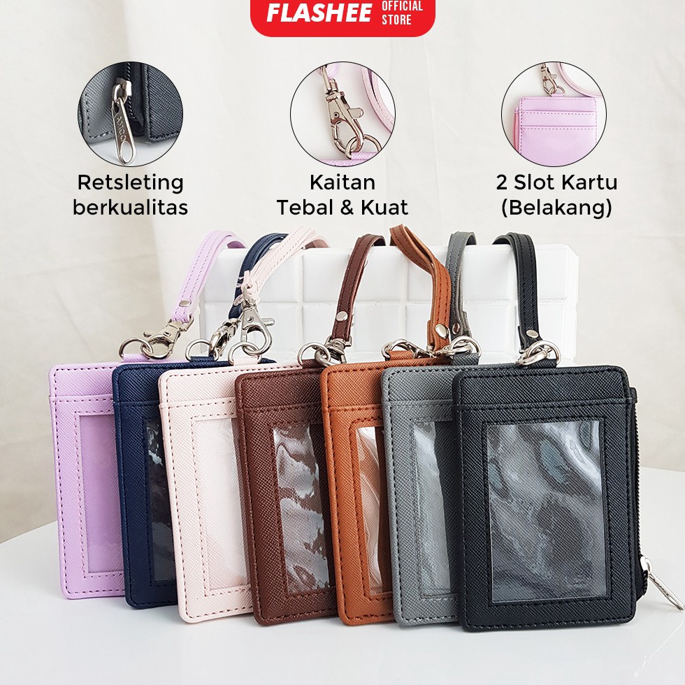 

Past!! Murah Lanyard Resleting Name Tag Seleting ID Card Holder Zipper Kulit Termurah PU Leather Lanyard NameTag [80]