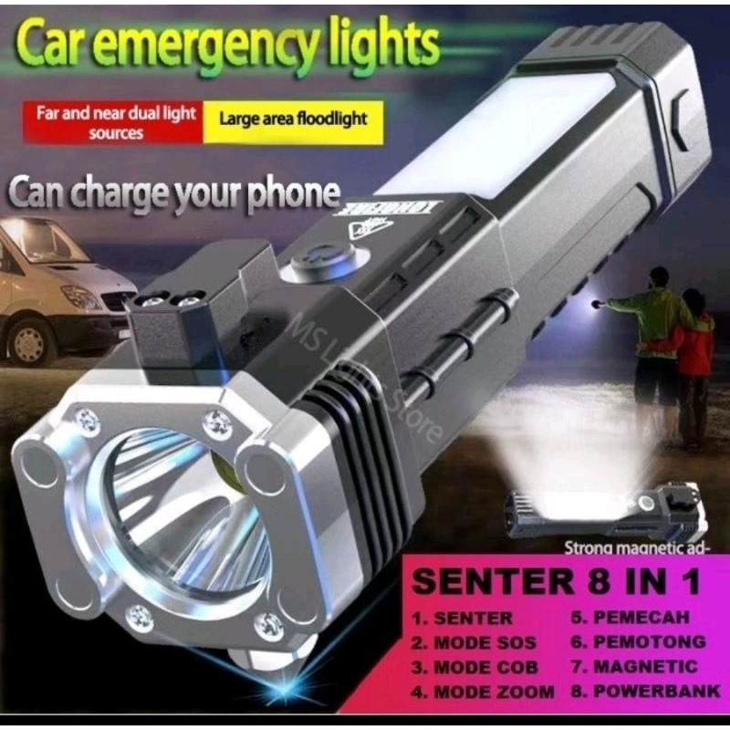 COD-SENTER PALU EMERGENCY LED 8 IN 1 BISA BUAT CAS HP/SENTER COB SUPER TERANG