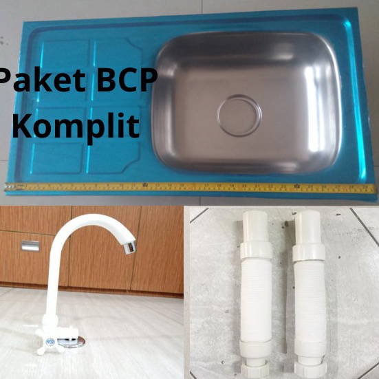 Harga Termuraah.. Bak Cuci piring/Wastafel Cuci Piring Stainless 75Cm+Selang+Kran+Afur