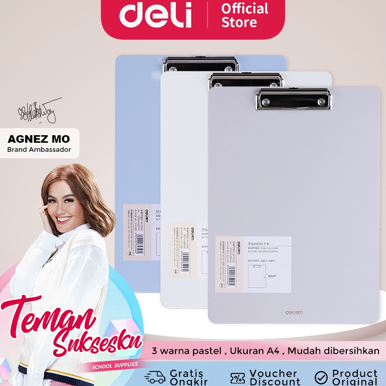 

Past!! Murah Deli Clipboard / Papan Jalan / Papan Ujian A4 3 Warna Pastel PP Foam 72492 Termurah di