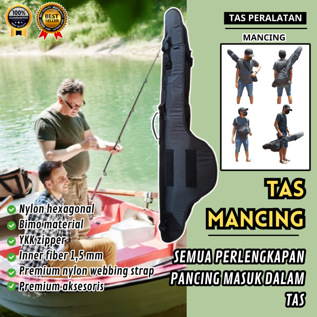 kantong pancing Premium aksesoris keren Ransel Terbaik Jumbo 4 Joran Selempang Bahan Tebal Kuat tas 