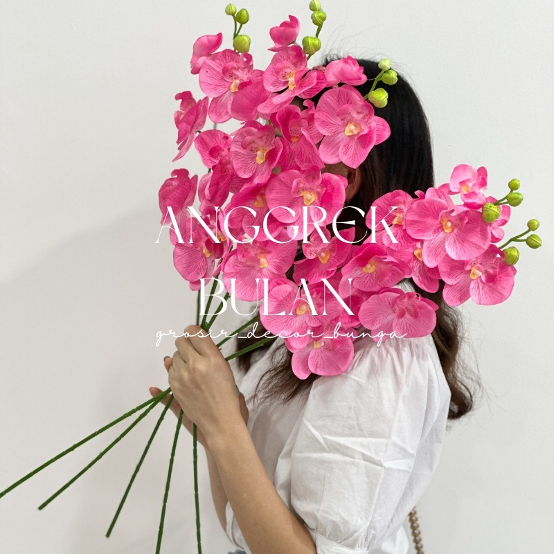 (QC) 6heads ANGGREK BULAN ARTIFICIAL FLOWER SILK ORCHID FLOWER  Anggrek latex Oncidium Phalaenopsis 