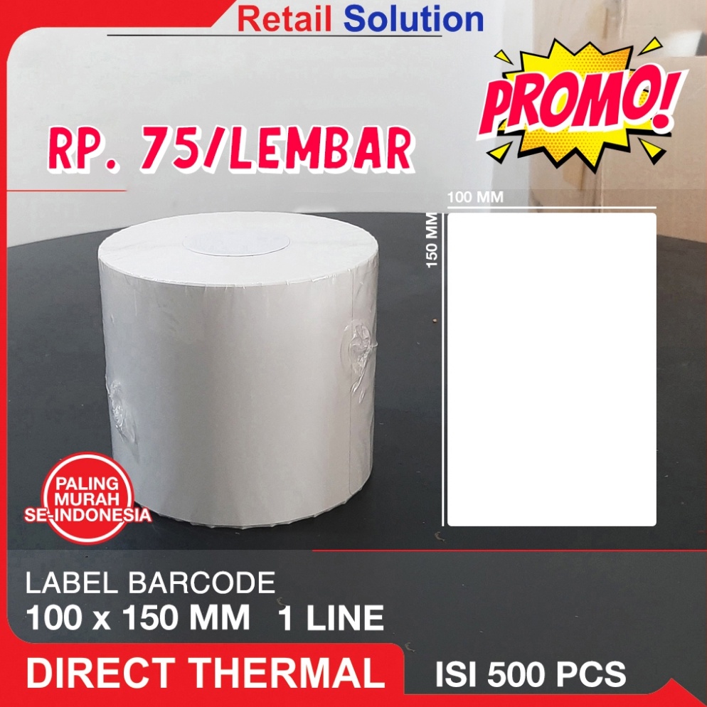 

el Keren.. Label Thermal Resi Stiker 100x150 mm / 100 x 150 mm / 100x150mm 500pcs 60