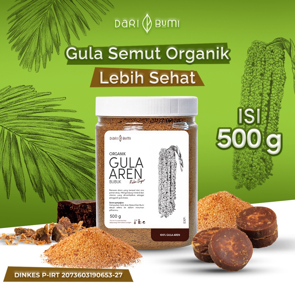 

[♧J71&] Dari Bumi Gula Aren Bubuk Organik 500 Gr Premium Pure [120]
