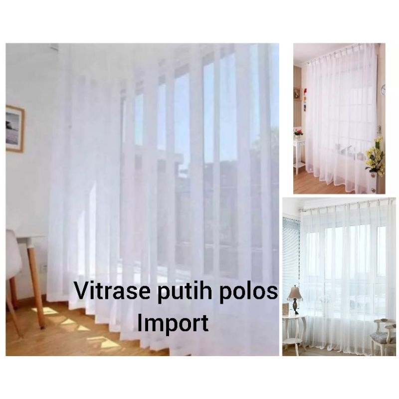 Vitrase Gorden Putih Polos Daleman Horden Jendela kamar Vitrase Plisket Cantolan Kawat Tirai Jendela