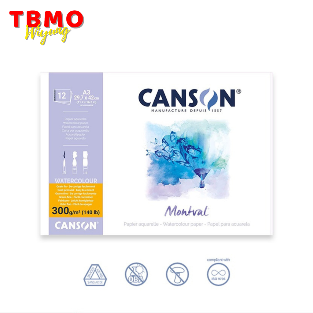 

TBMO Kertas Cat Air CANSON Montval 300gr Ukuran 24x32 12 Sheets 200807319
