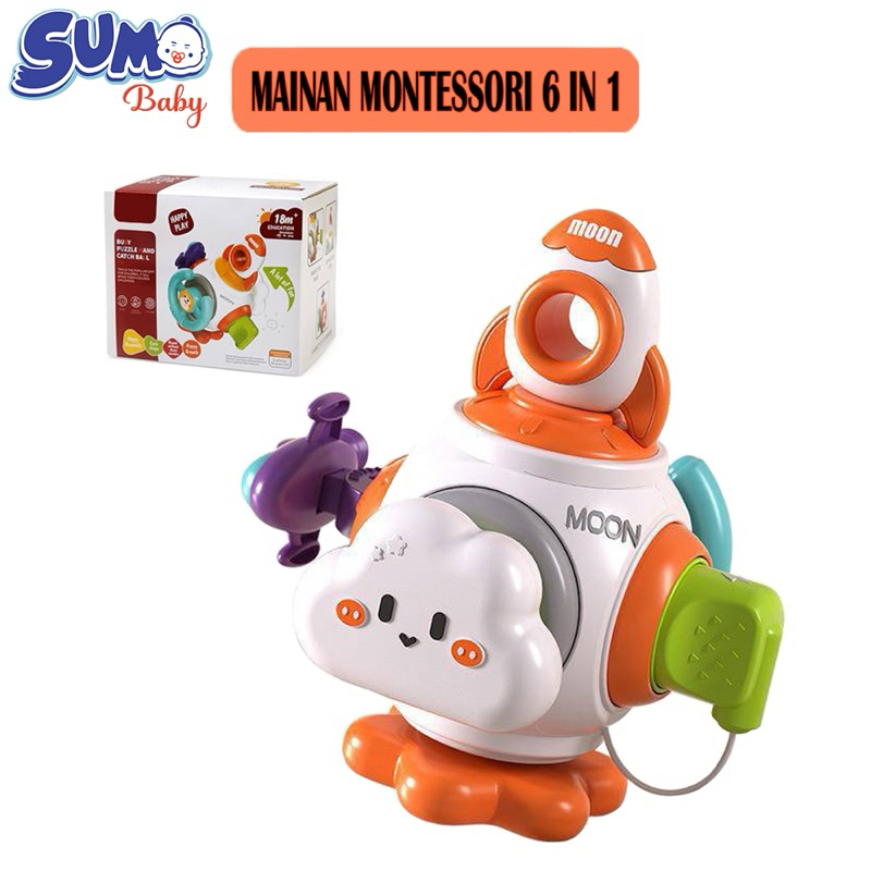 SumoBaby Mainan Edukasi Anak Bayi Perempuan Laki Laki Montessori Busy Ball 6in1 Bola Sensorik Motori