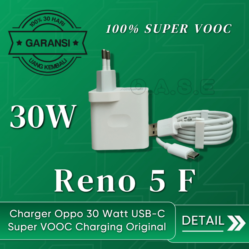 Charger Oppo Reno 5 F Original Super VOOC 30W