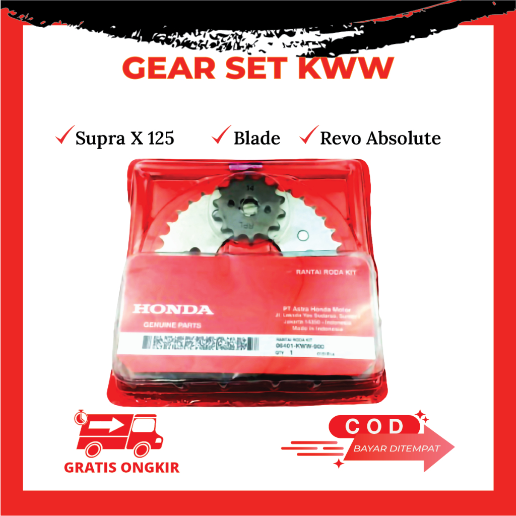 Gear Set Revo Absolute ABS Revo Fit Blade KWW Gir Set Rantai Honda Revo Fi Injeksi Blade Fi Original