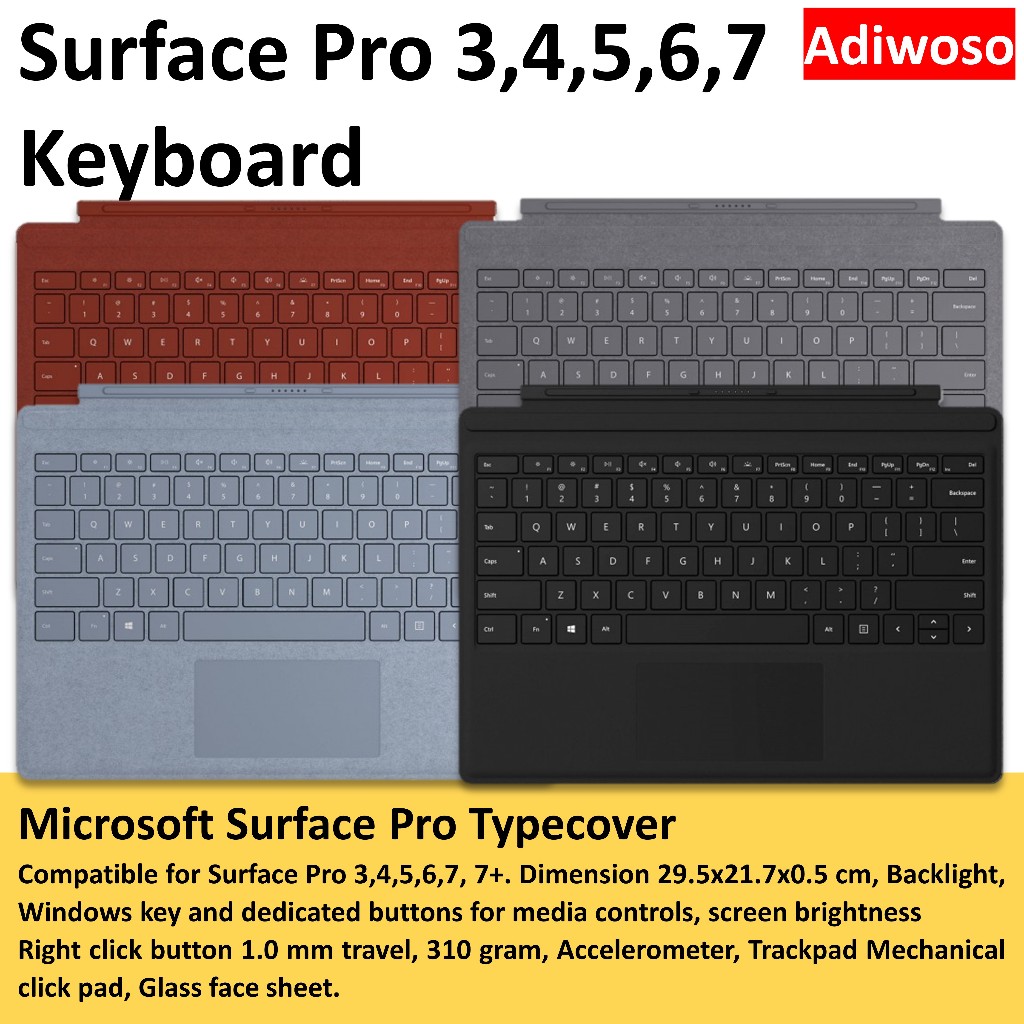 Microsoft Surface Pro 3 4 5 6 7 7+ Keyboard