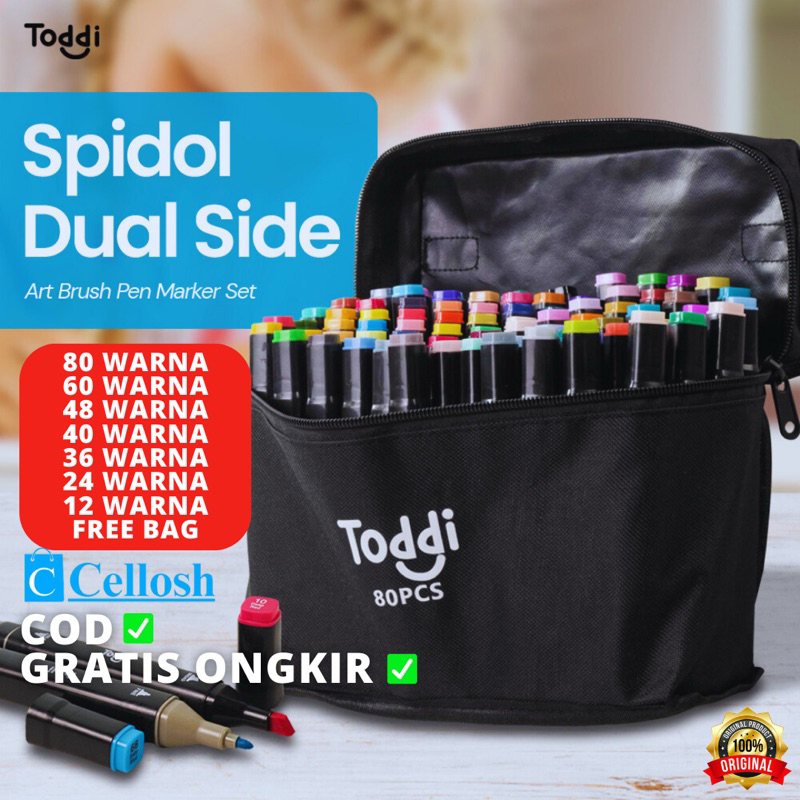 

Spidol Stabilo 12 24 30 36 40 48 60 80 Warna Dual Side Fine Art Brush Pen Animation Marker Set Sketsa