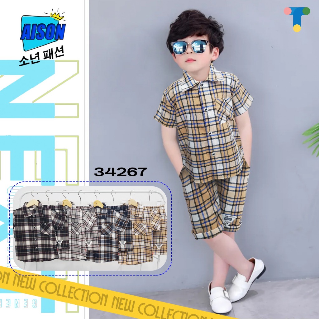 GROSIR 3stel Setelan Kemeja AISON 468 (1-3th)