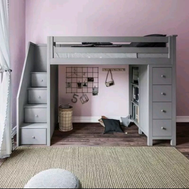 DAURY Tempat Tidur Tingkat Minimalis Modern Ranjang Tingkat Dengan Laci Dipan Tingkat Untuk Anak Dan