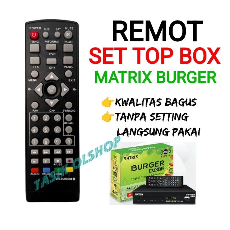 REMOT STB MATRIX BURGER HIJAU REMOT SET TOP BOX MATRIX BURGER