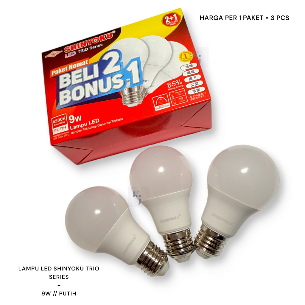 Lampu Led Shinyoku 9 Watt Trio Series ( Beli 2 Bonus Gratis 1 )