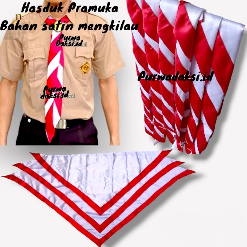 COD | Kacu Satin panjang MERAH PUTIH 165 cm / 160 cm / 135 cm  hasduk Pramuka Bahan Satin kacu siaga