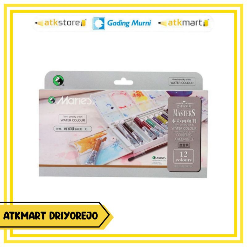 

MARIES MASTERS WATER COLOUR W-1802 ( CAT AIR ) 12 WARNA