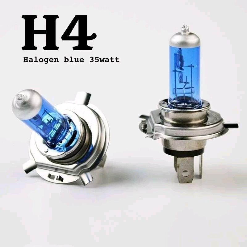 Lampu depan H4 halogen kaca biru | H4 motor mobil 35watt 1pcs