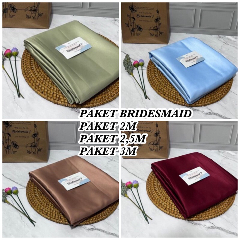 (FREE PAPER BAG&CARD) SET KAIN SATIN BRIDESMAID/BAHAN SERAGAM SET (BRIDESMAID).