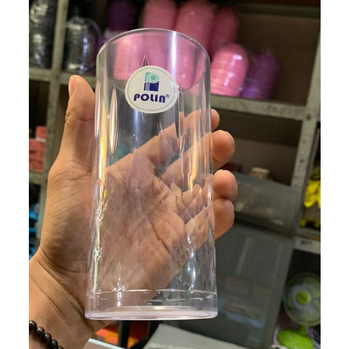 BM - (1 lusin) - Gelas Jus Poli Plastik Bening 400 ml (GL-121) Gelas Cafe Bening | Gelas Milkshake |