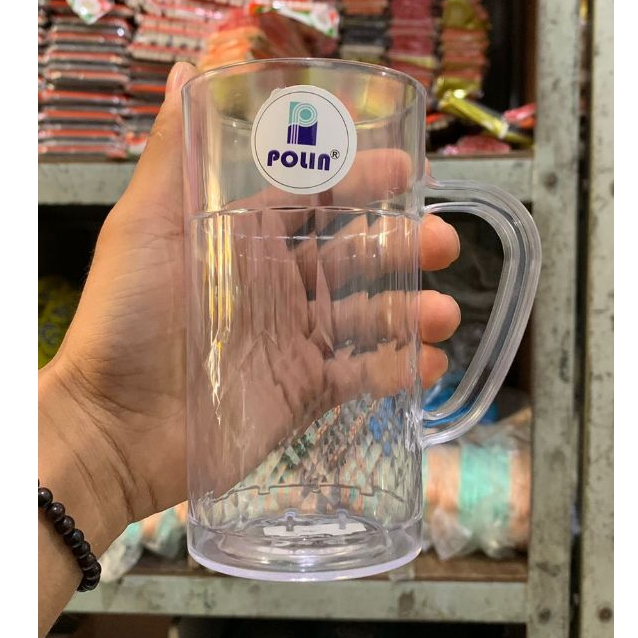 (1 Lusin) Cangkir Plastik Bening Polin 400 ml (GL-23), Cangkir Plastik Mika Bening, Gelas Mika Benin