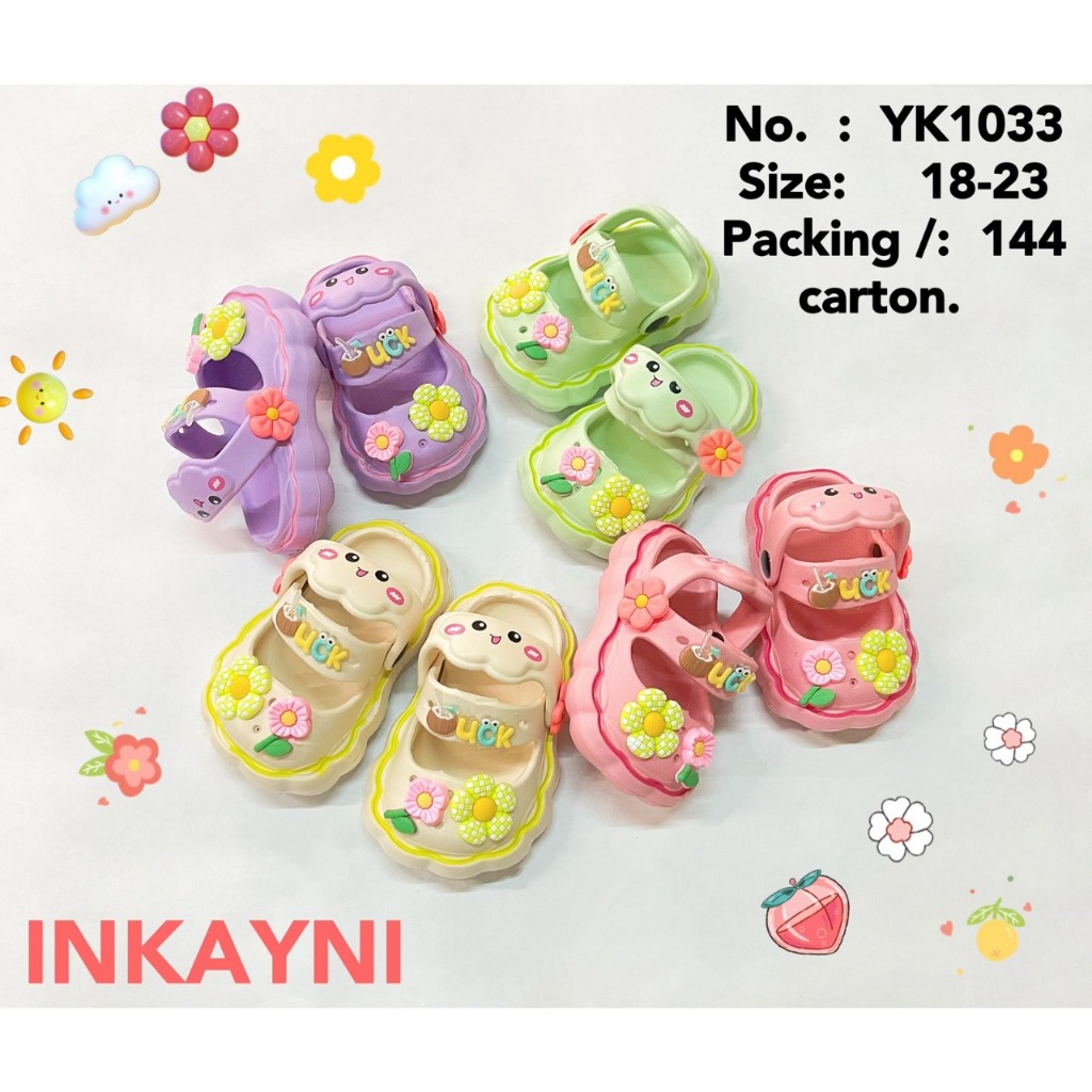 Sepatu Sandal Slop Karet Jelly Anak Perempuan Prewalker Motif Bunga Awan Viral / YK 1033 UK 18-23