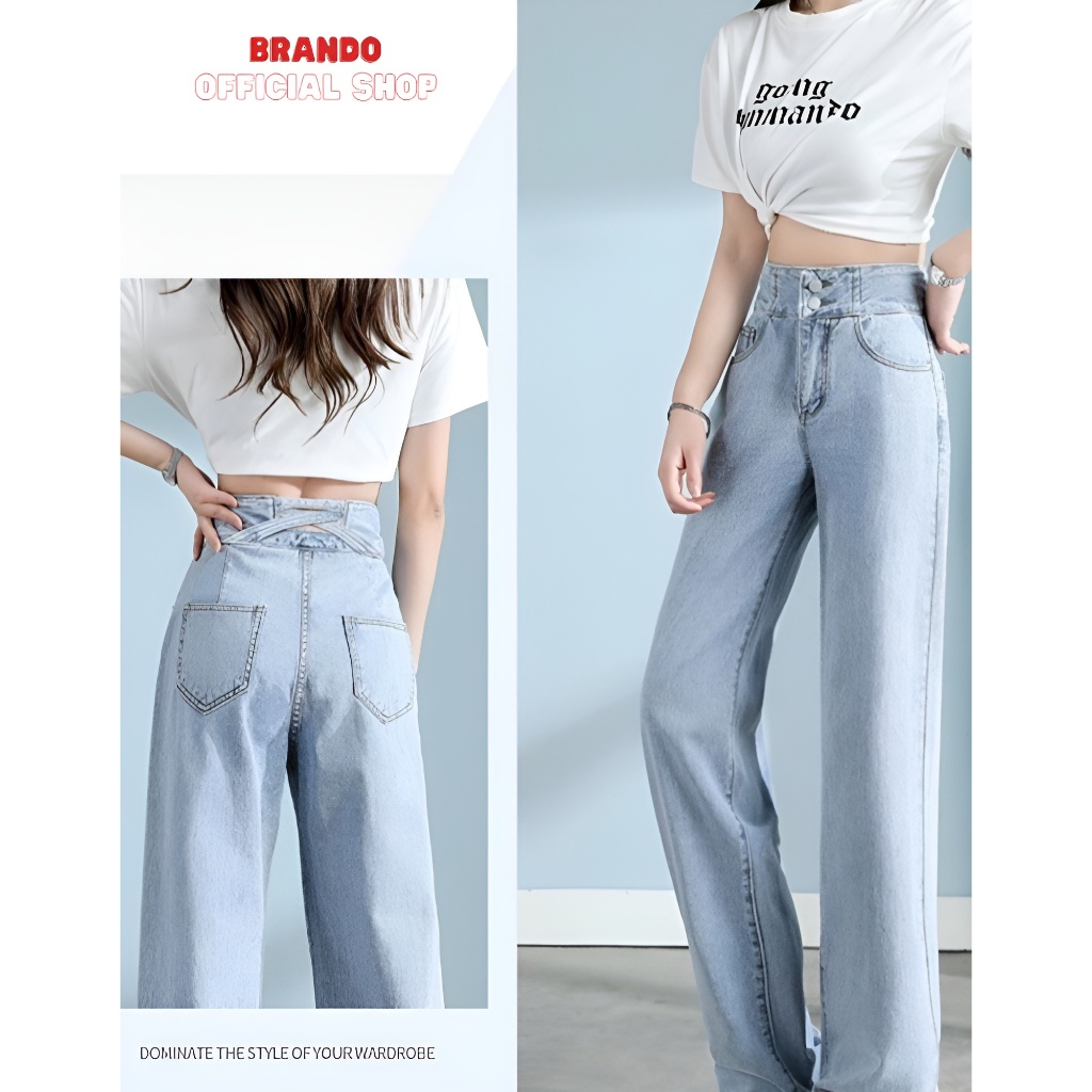 Celana Panjang Highwaist Kulot J23 Baggy Loose Jeans Wanita Celana Kulot