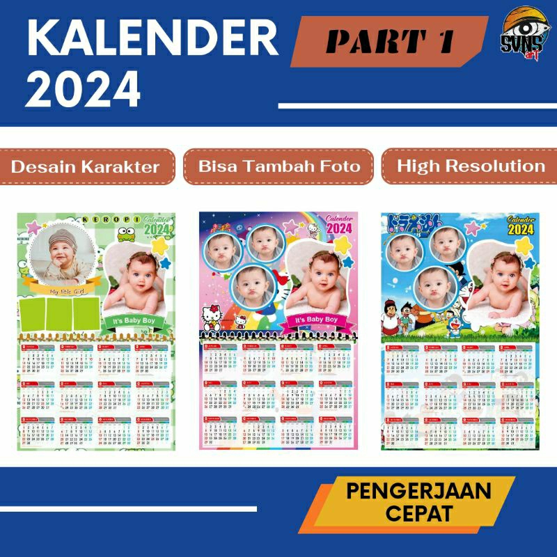 

PART 1 Kalender Custom Foto Karakter Hello Kitty, Doraemon, Keropi Lucu