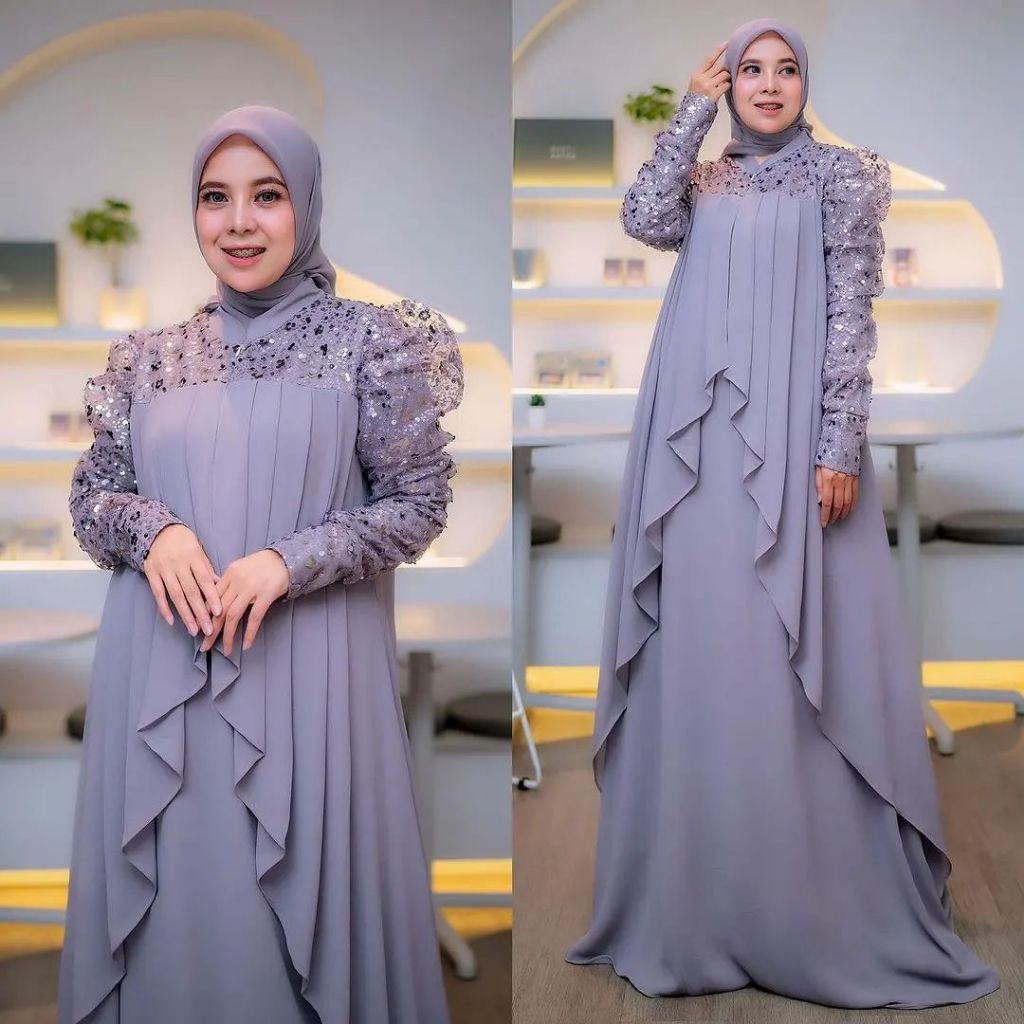 Terbaru Ayunda Dream Dress Baju Dress Panjang Wanita Kondangan Bahan Ceruty Babydoll Full Furing Mix