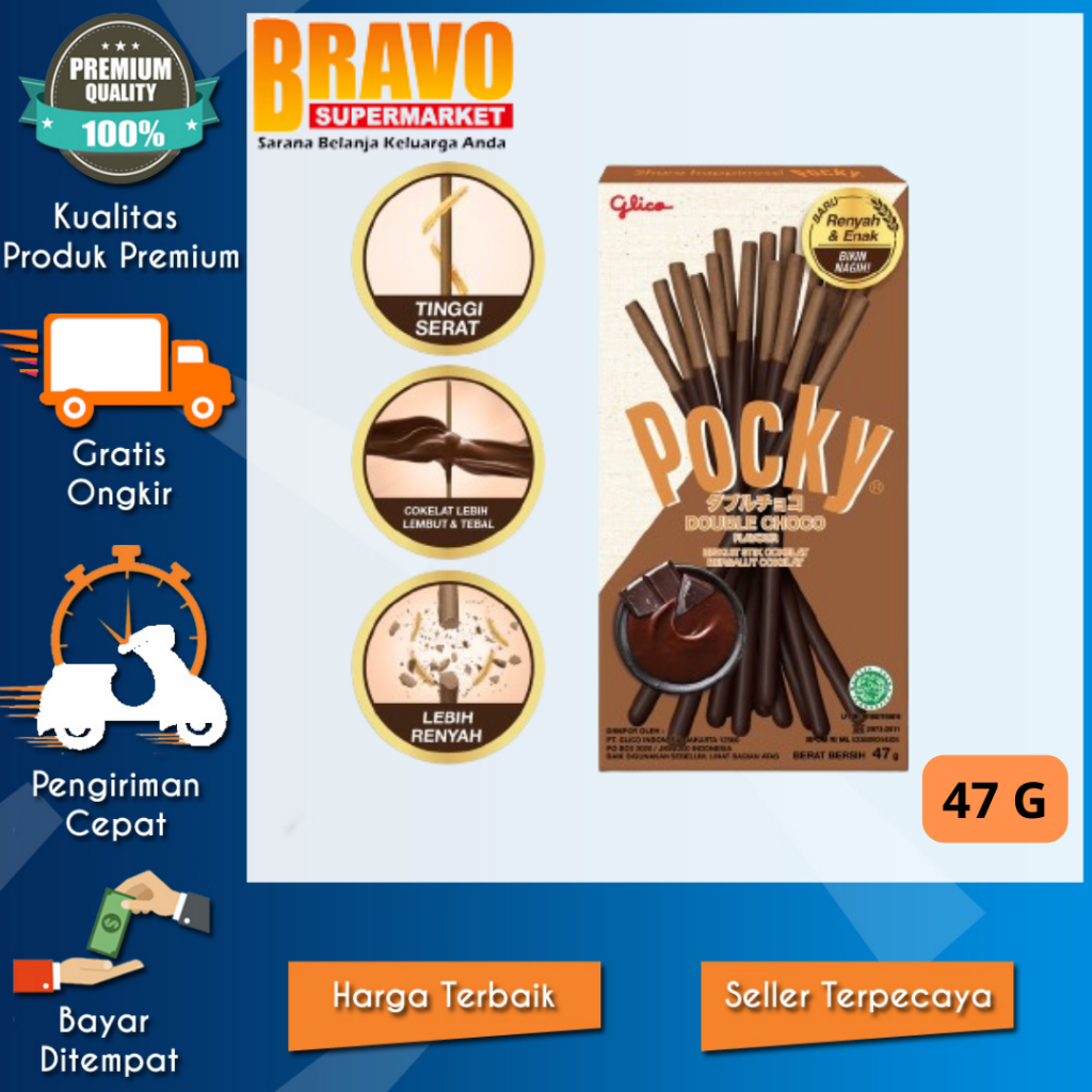 

Bravo Supermarket Tulungagung - Glico Pocky Double Choco Stick Biscuit 47g