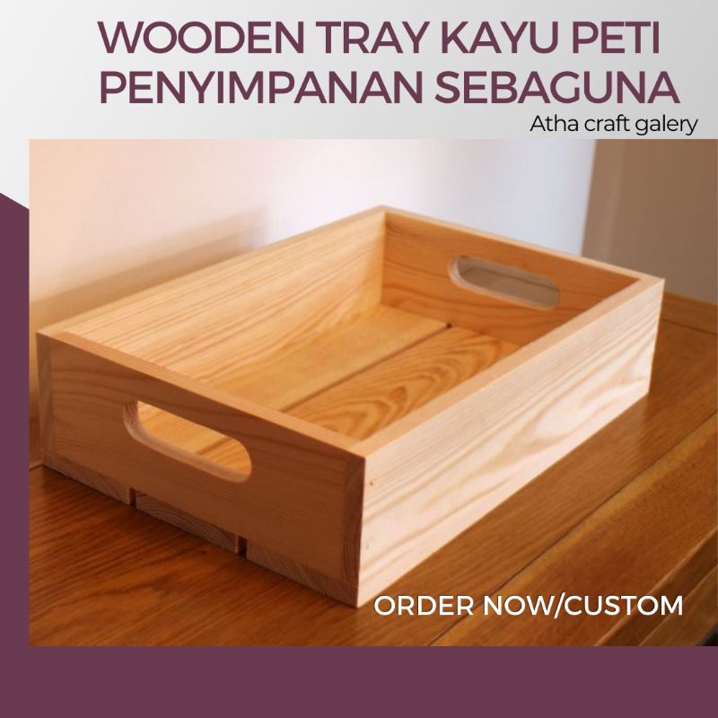 Kotak kayu penyimpanan, peti kayu tray serbaguna