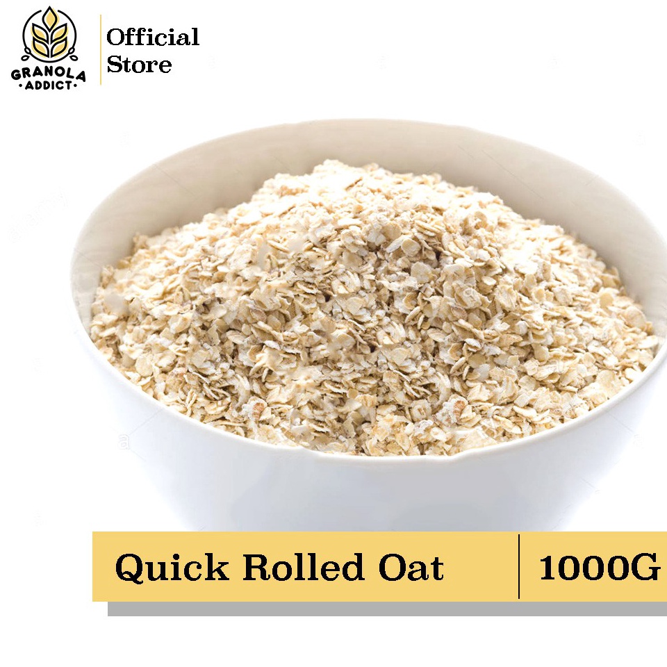 

St0ck Bany4k Granola Addict - Quick Rolled Oat / Gandum Instant 1KG Promo Besar