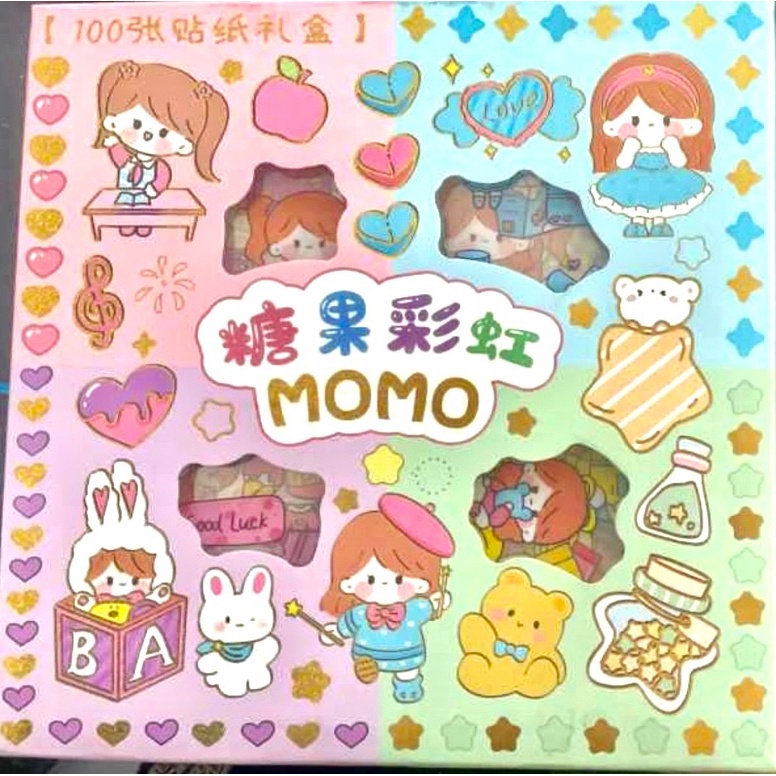 

!!AHQ STIKER MOMO ISI 100pc MOTIF RANDOM KEMASAN BOX BARANG READY STCOK yazbw