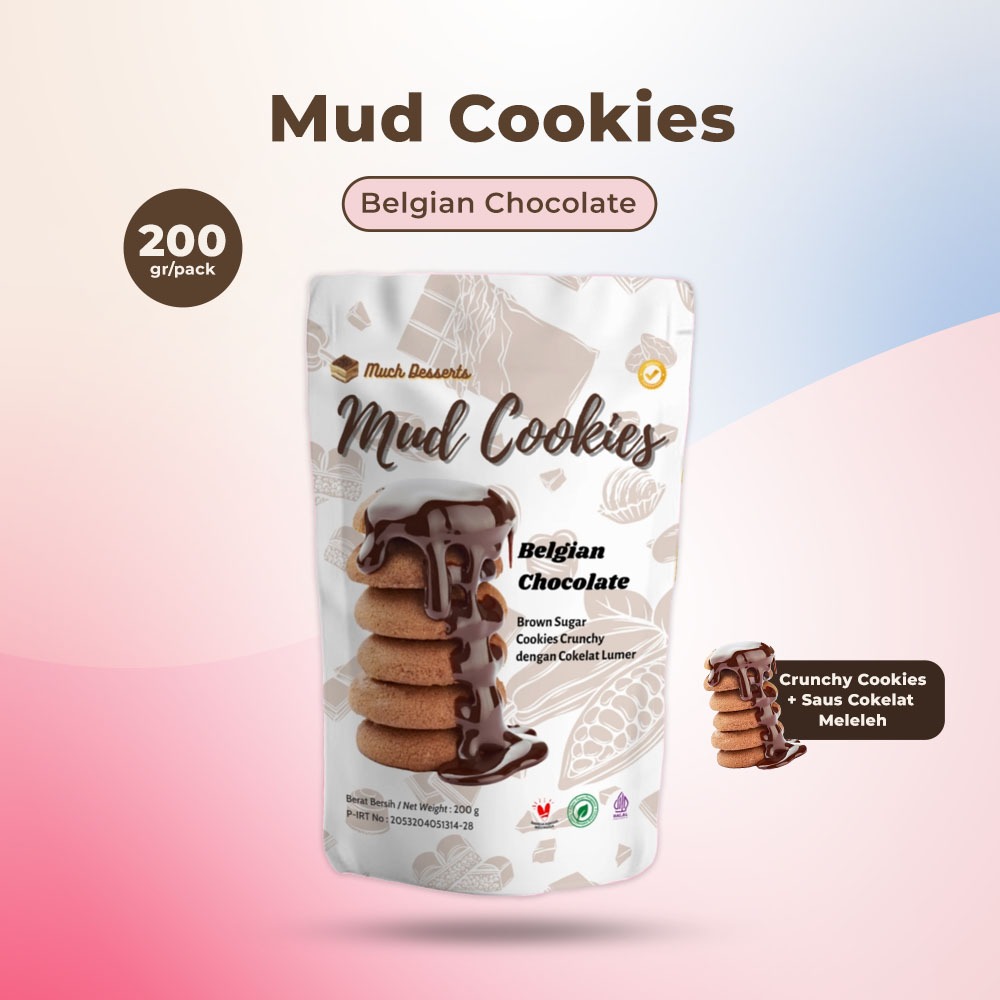 

Mud Cookies Belgian Chocolate - Crunchy Cookies With Melted Chocolate Sauce